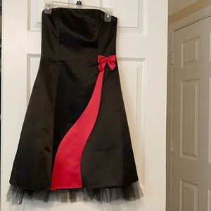 Black and Hot Pink Formal Strapless Dress